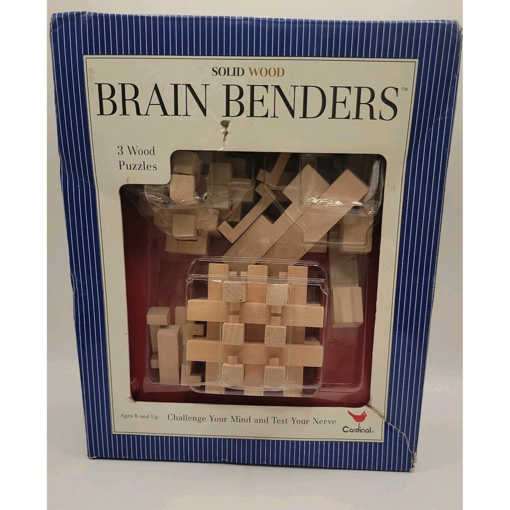🧩 Cardinal Wood Brain Benders 3-3D Puzzles Item #791 NEW Challenge Your Mind!!